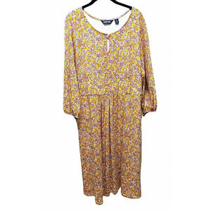 Lands' End Fall Colors Floral Prairie Style Soft Dress Size 1X